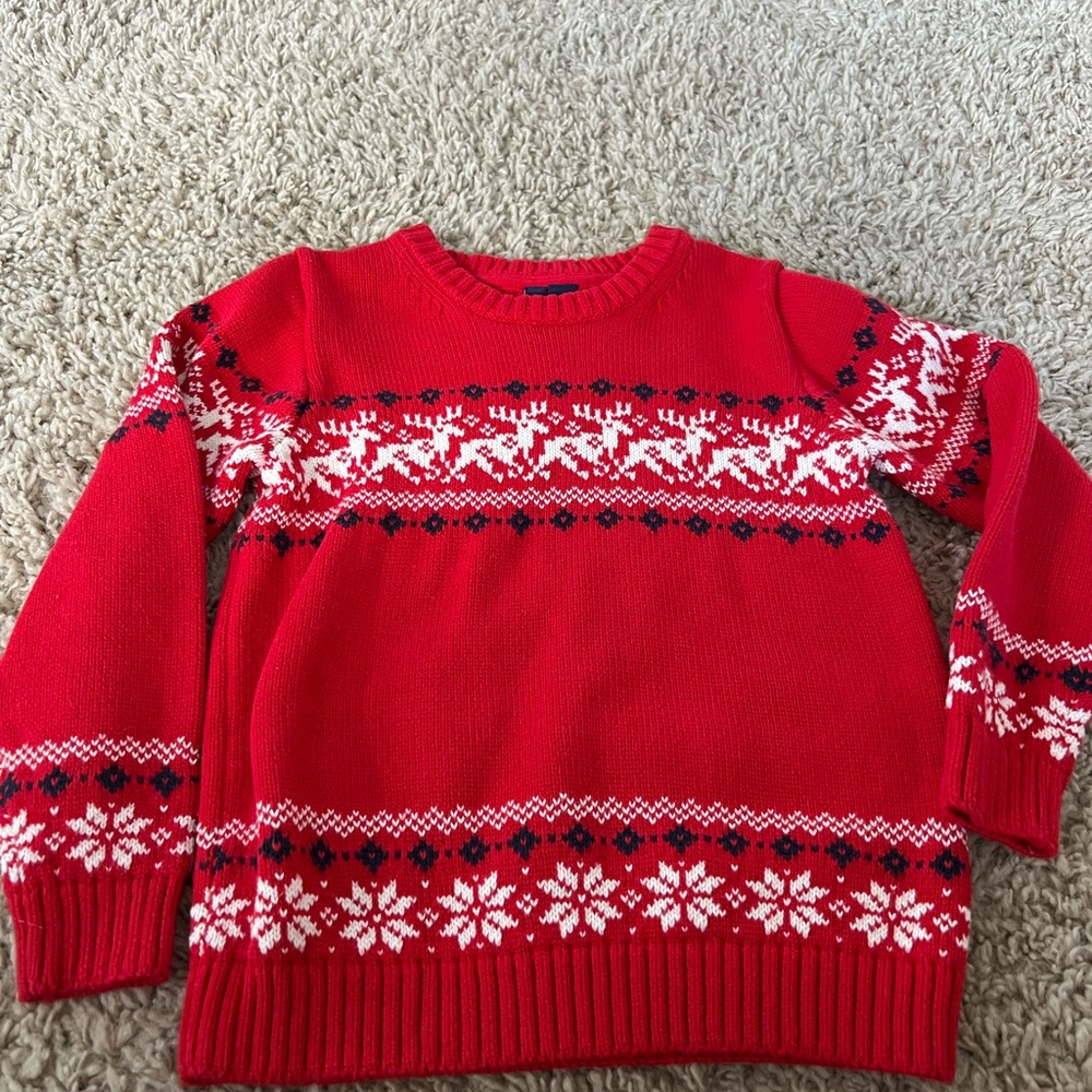 Red Janie and Jack, Holiday Sweater, with Moose design, size 5